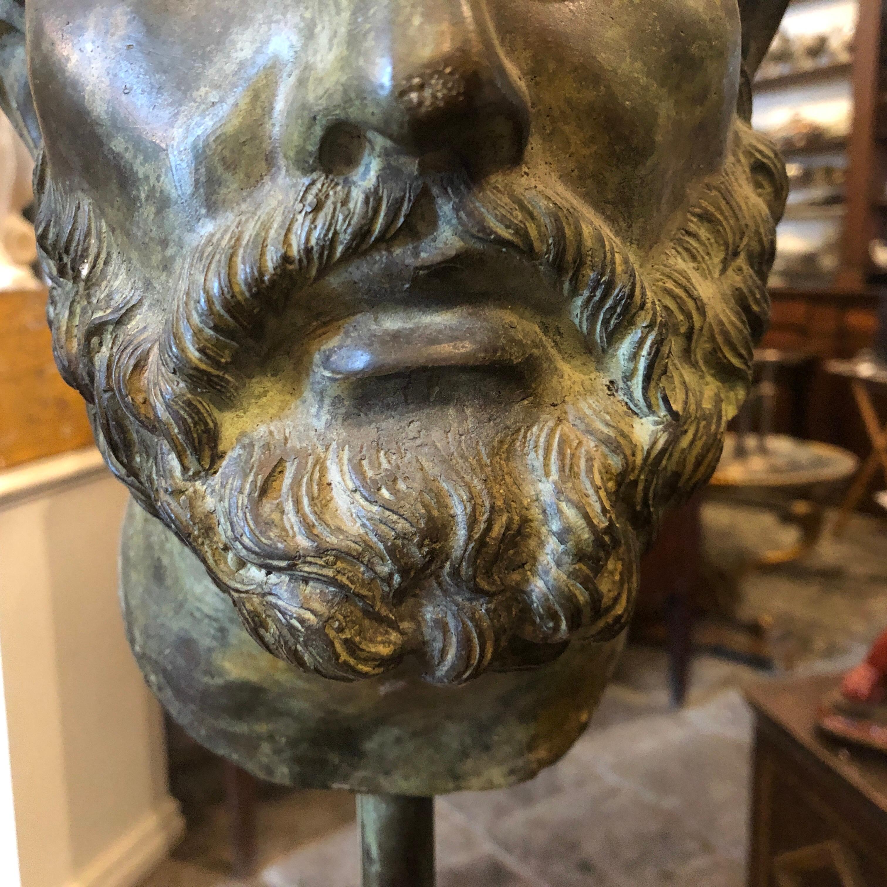 20th Century Neoclassical Man's Head Italian Bronze, circa 1950