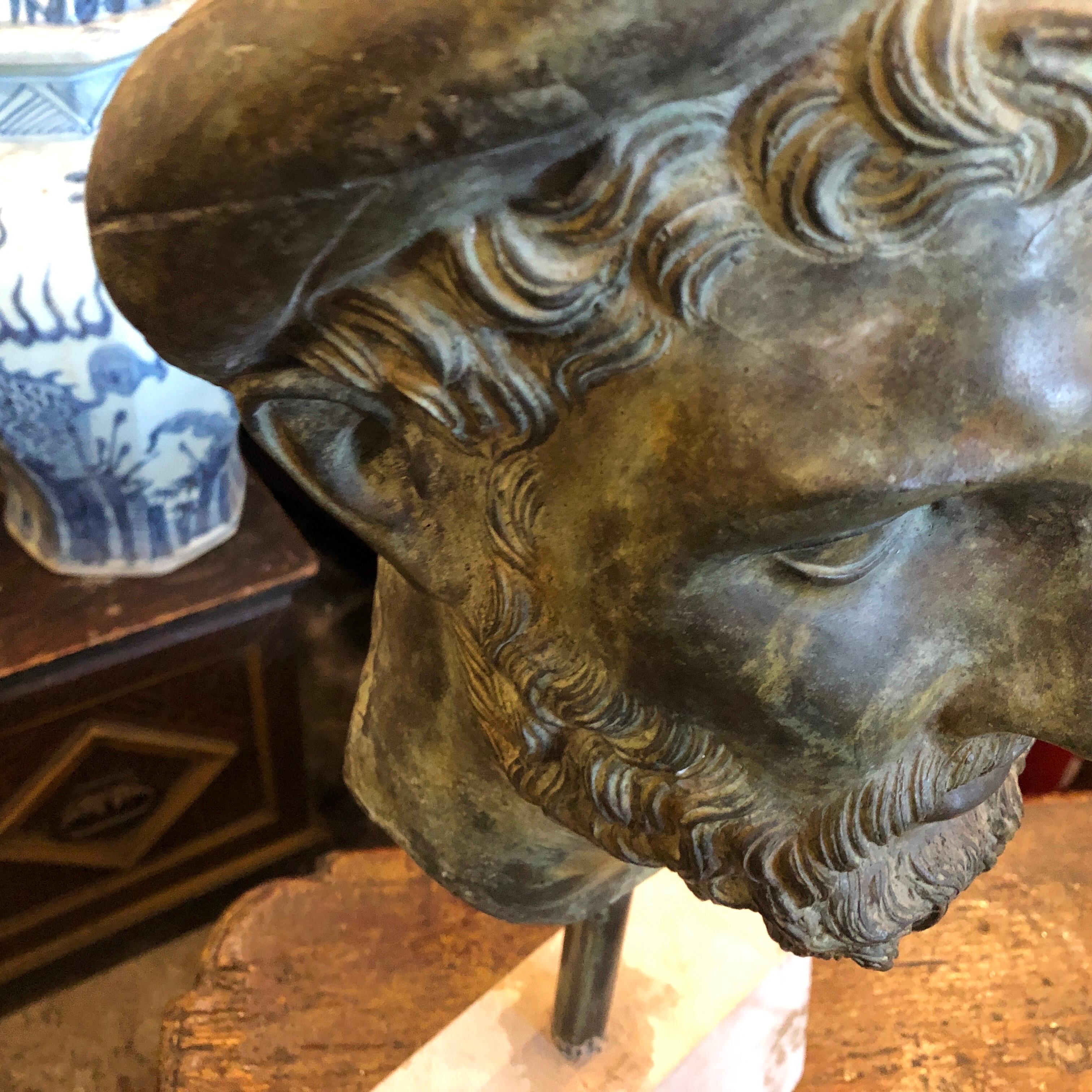 Neoclassical Man's Head Italian Bronze, circa 1950 5