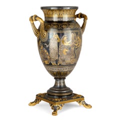 Neo-Grec Gilt and Patinated Bronze Amphora Vase, Attributed to Christofle