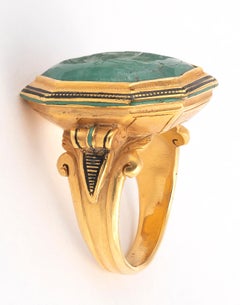 Neoclassical Carved Emerald Intaglio Ring