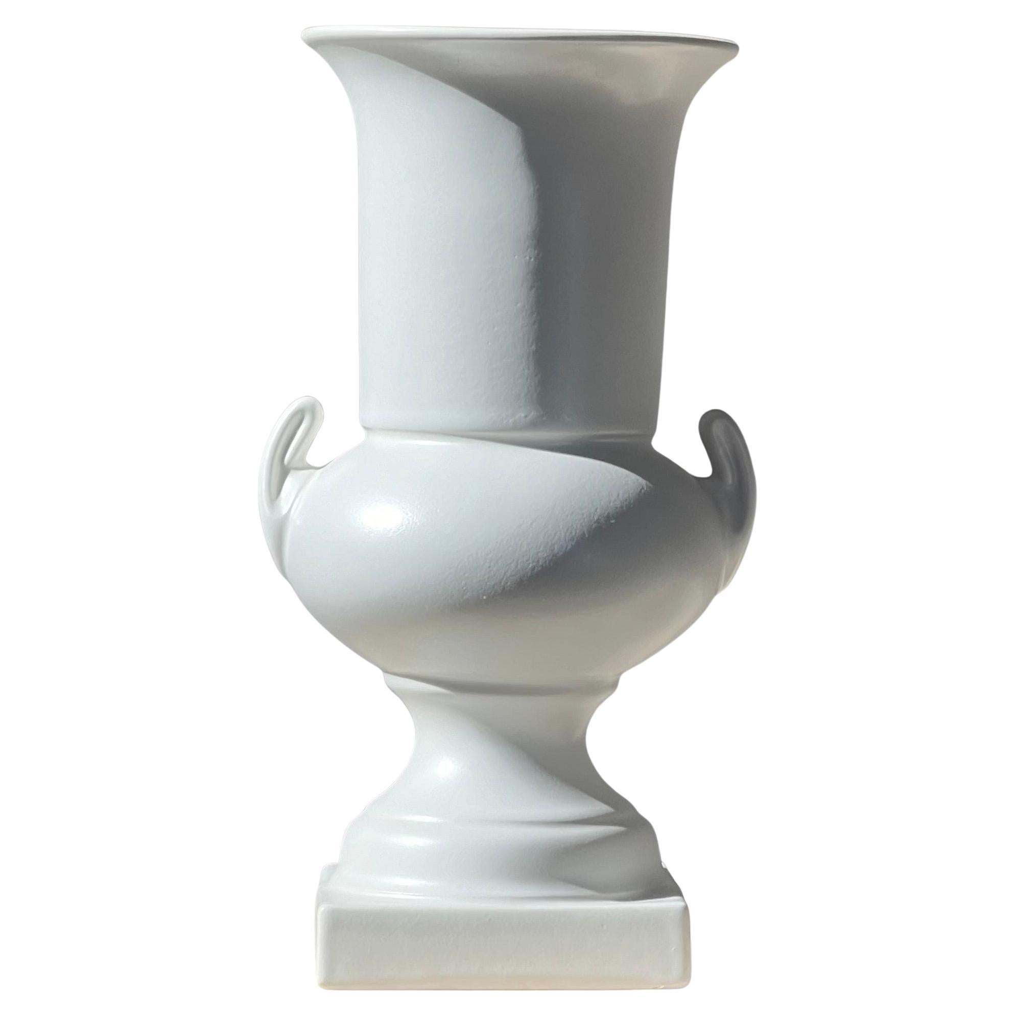 A neoclassical handled matte ceramic urn by Hyalyn, mid 20th century