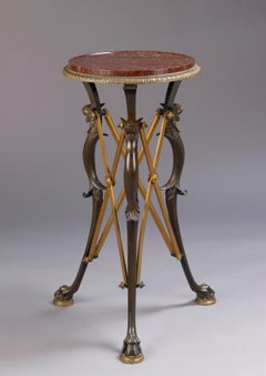 Neoclassical Patinated and Gilt-Bronze Gueridon with a Marble Top, circa 1890