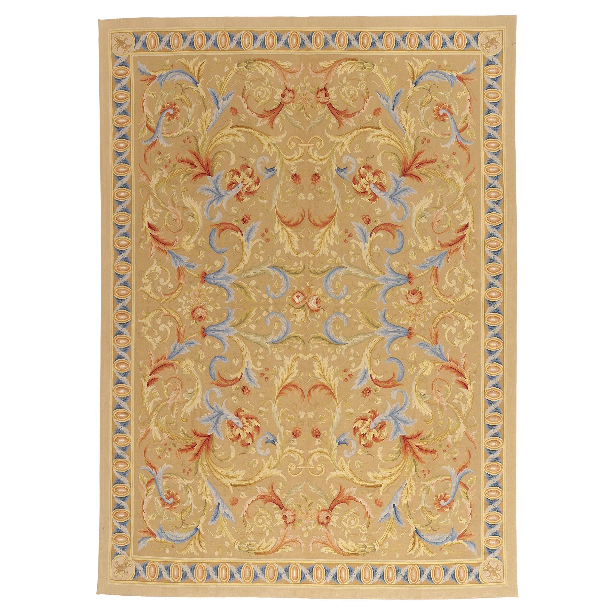 Eine neoklassische Träumerei: Chinesisches Vintage-Aubusson-Meisterwerk von Rokoko-Eleganz