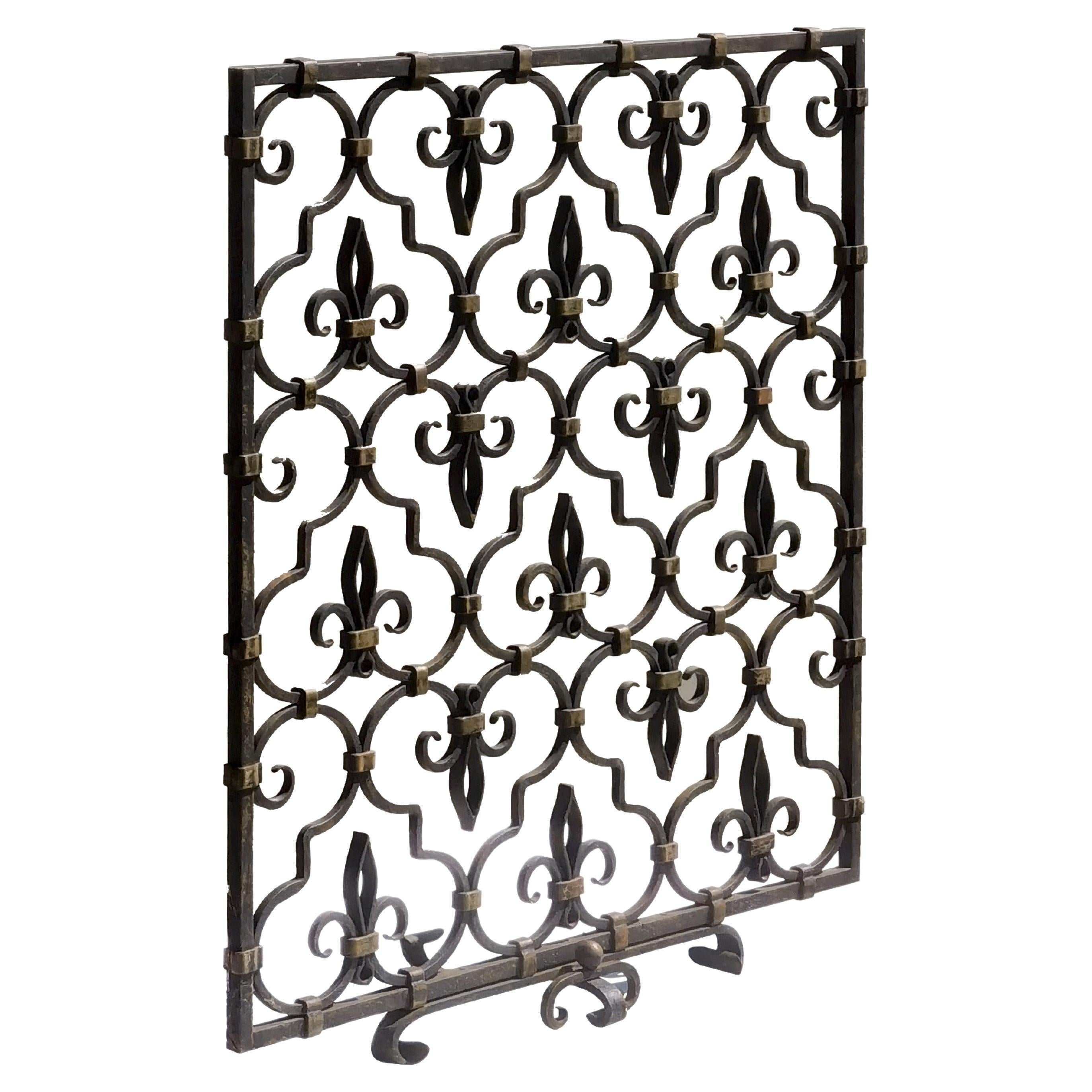 A NEOCLASSICAL ROYAL Wrought Iron FIRE FRAME or DECORATIVE GRID France 1960 For Sale