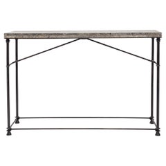 Neoclassical Style Bronze and Travertine Console Table, Contemporary