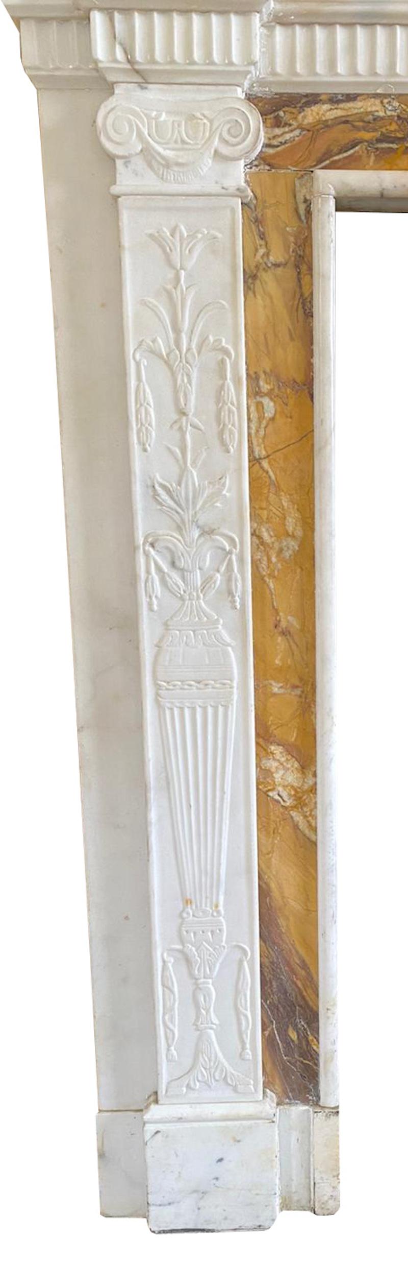 19th Century Neoclassical Style Carved Marble Fireplace Mantel For Sale