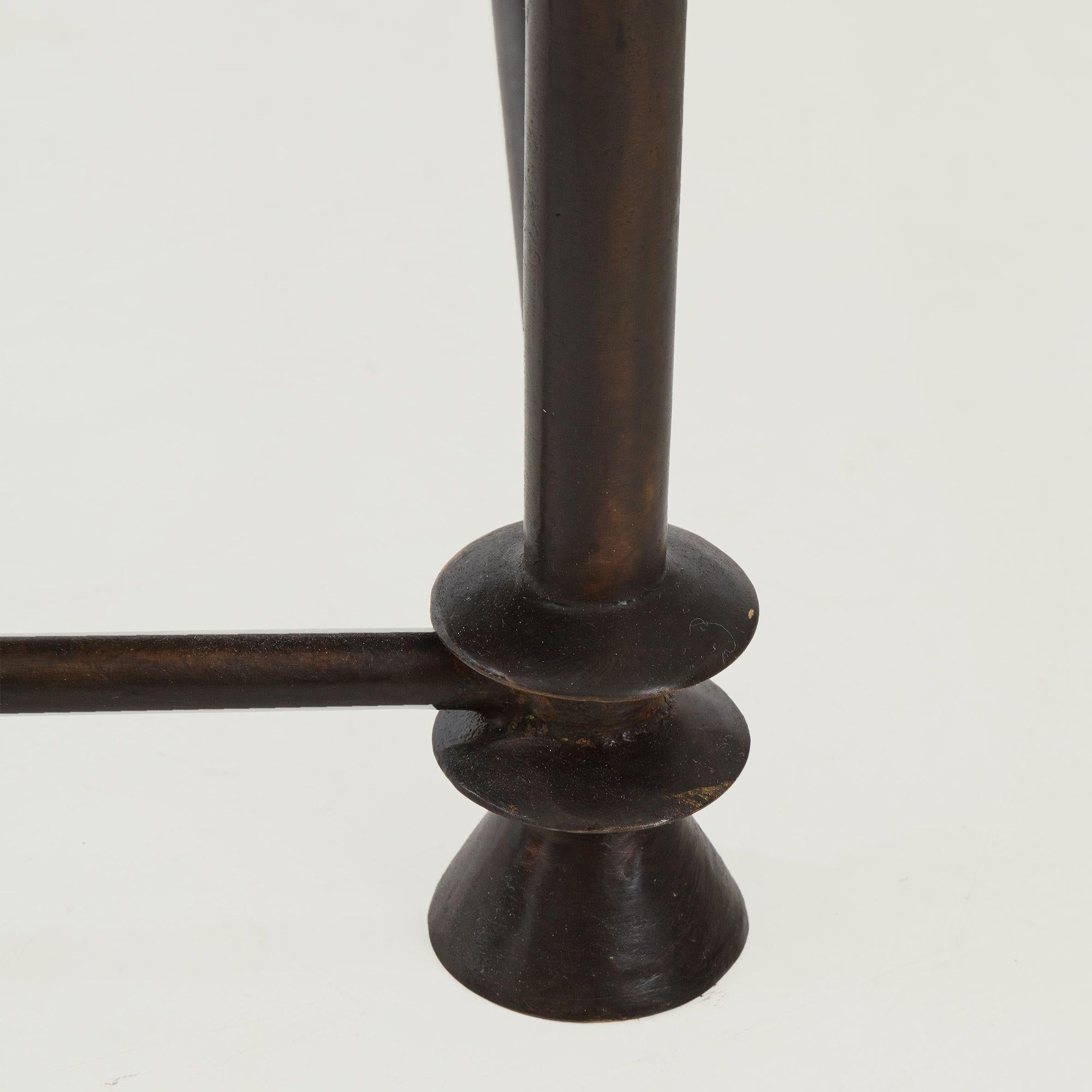 A Neoclassical style custom made bronze legged stool. Contemporary In Good Condition For Sale In Philadelphia, PA