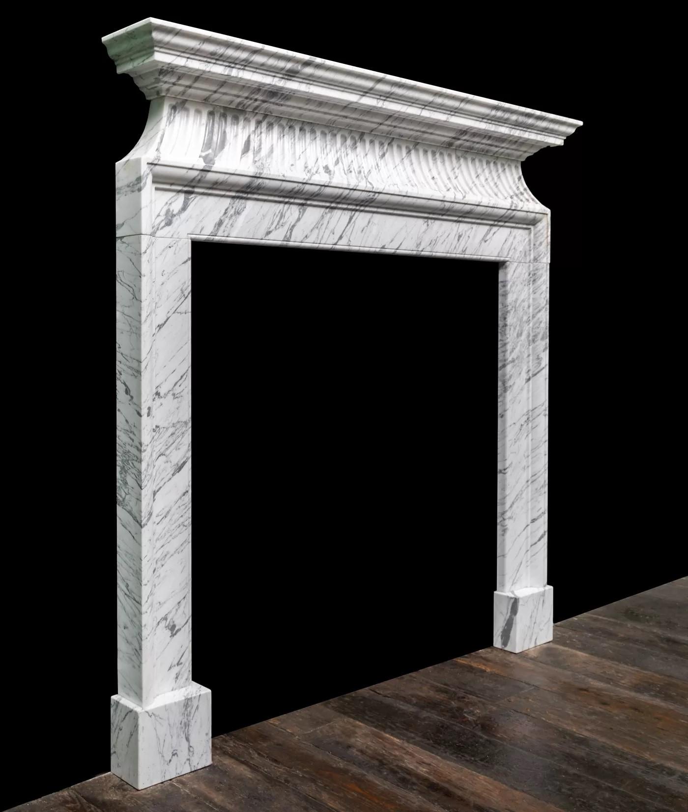 Neoclassical A neoclassical style fire surround in Italian Carrara Marble by Ryan and Smith For Sale