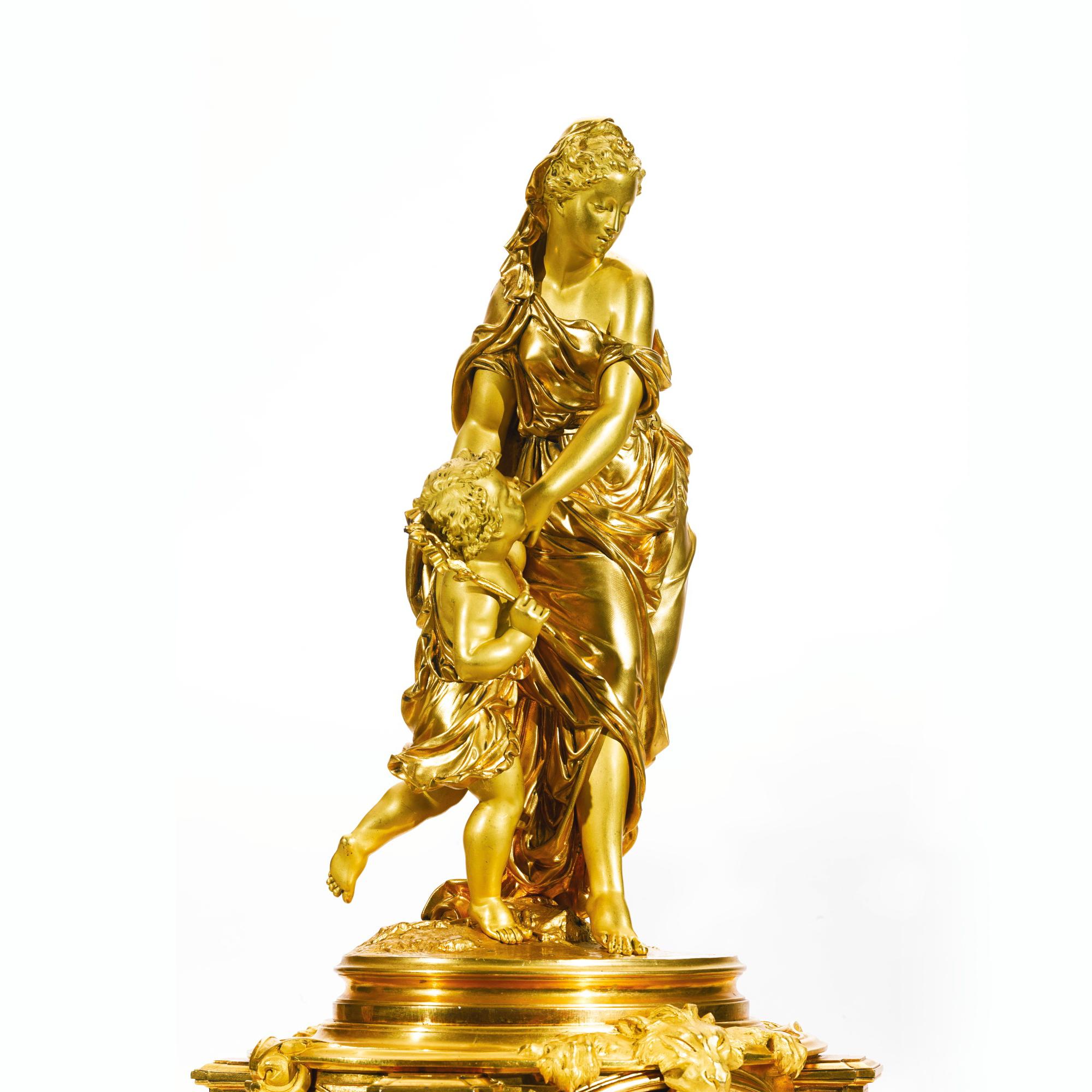 French Neoclassical Style Gilt-Bronze Mantel Clock