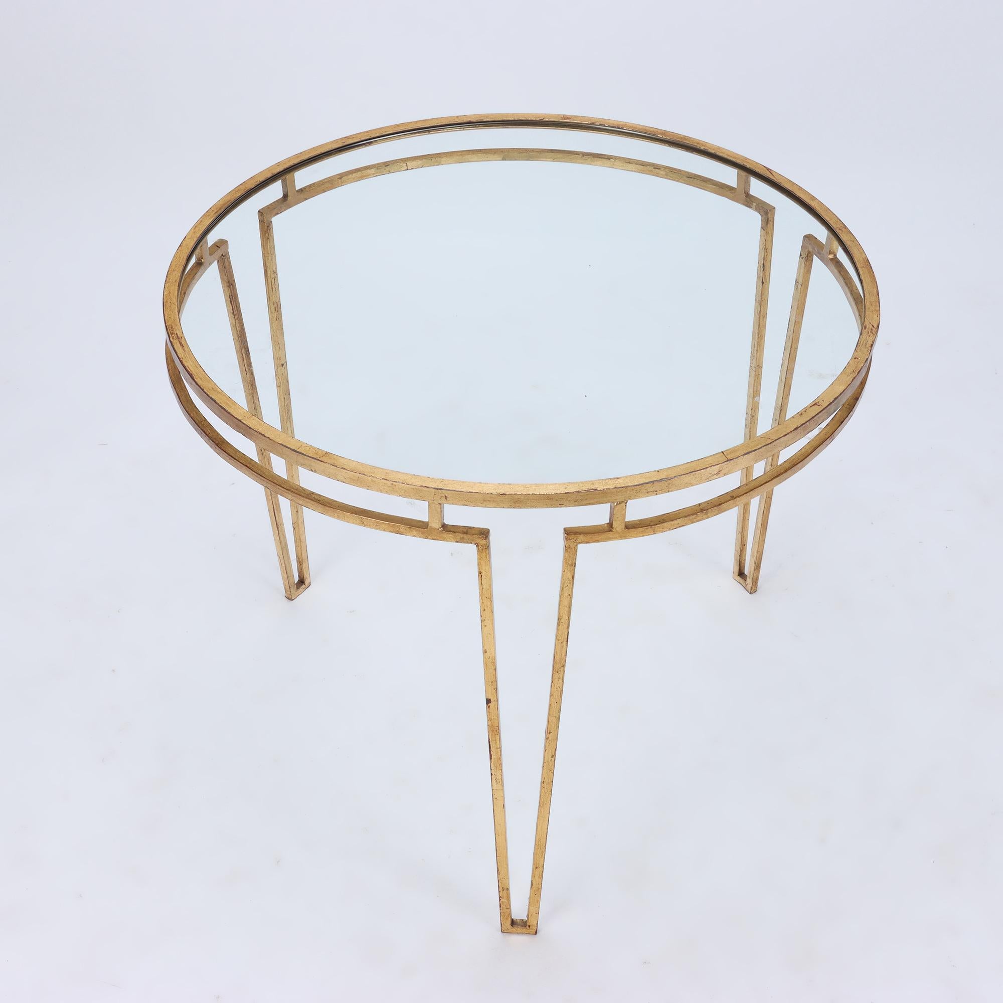 Mid-Century Modern Neoclassical Style Gilt Iron Circular Side Table, contemporary For Sale