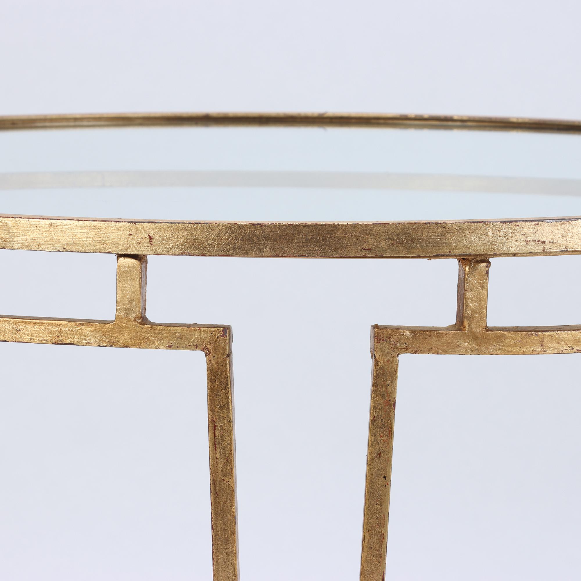 Neoclassical Style Gilt Iron Circular Side Table, contemporary In Good Condition For Sale In Philadelphia, PA