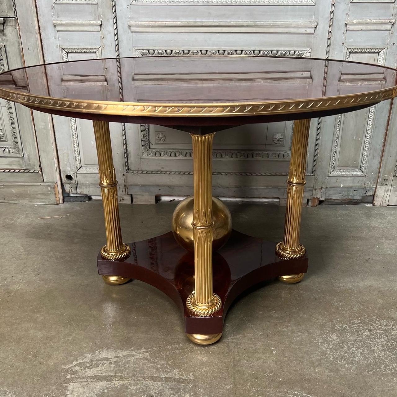 Neoclassical Style Mahogany and Broze Dore Center Table In Good Condition In Dallas, TX