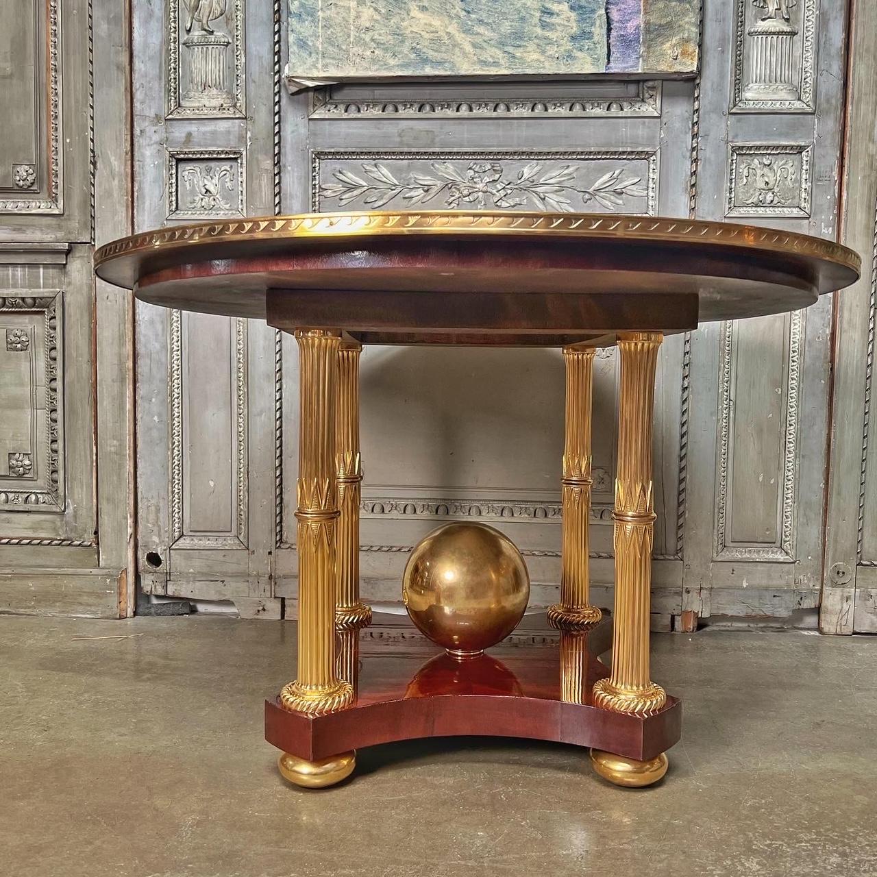 Bronze Neoclassical Style Mahogany and Broze Dore Center Table