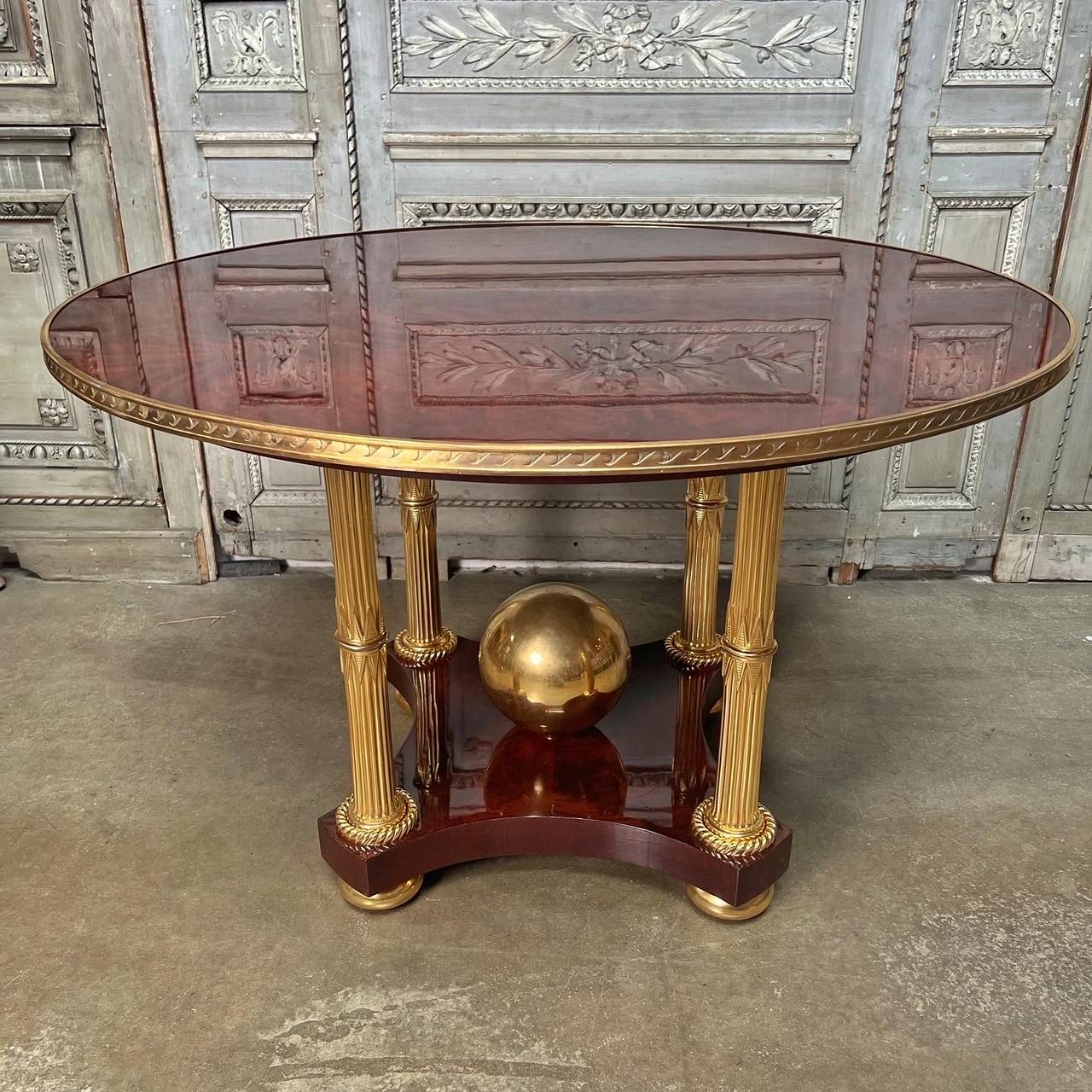 Neoclassical Style Mahogany and Broze Dore Center Table 2