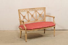 Neoclassical Style Settee w/Pierce-Carved Back-Splat & Oval-Shaped Seat