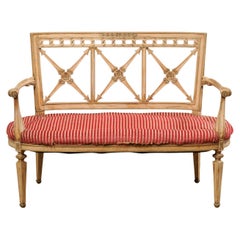 Vintage Neoclassical Style Settee w/Pierce-Carved Back-Splat & Oval-Shaped Seat