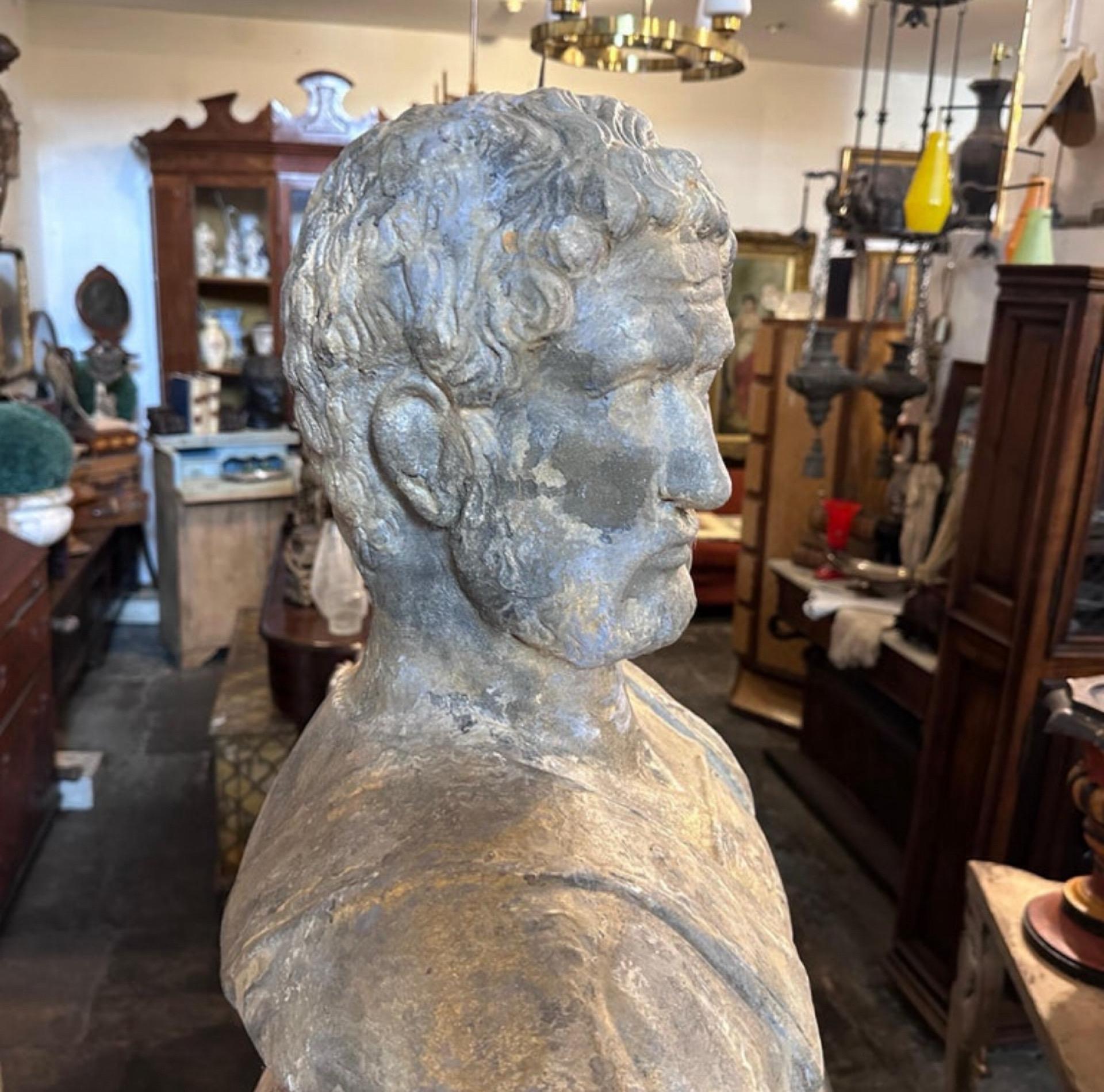 Hand-Crafted A Neoclassical Terracotta Sicilian Bust of the Roman Emperor Adriano