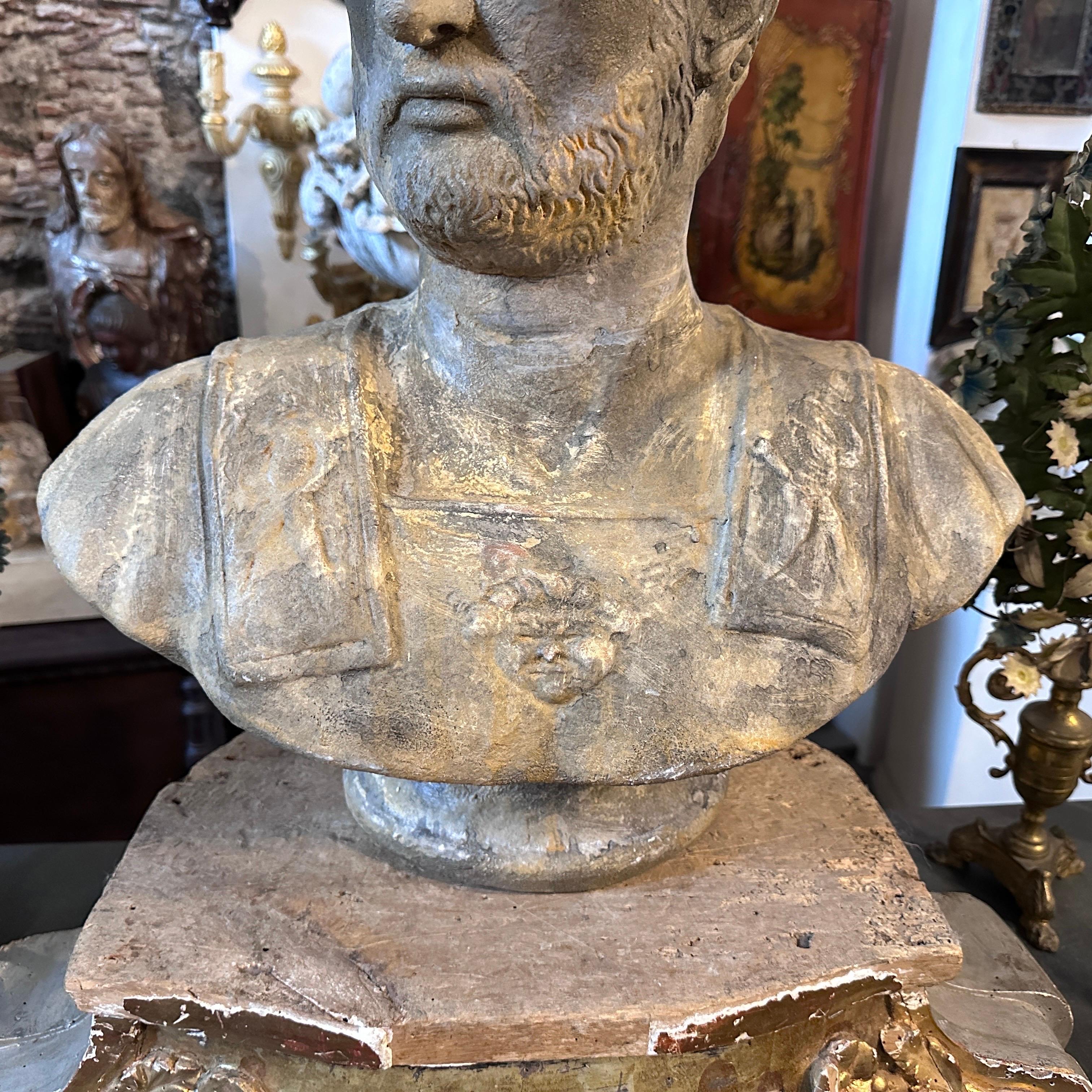20th Century A Neoclassical Terracotta Sicilian Bust of the Roman Emperor Adriano