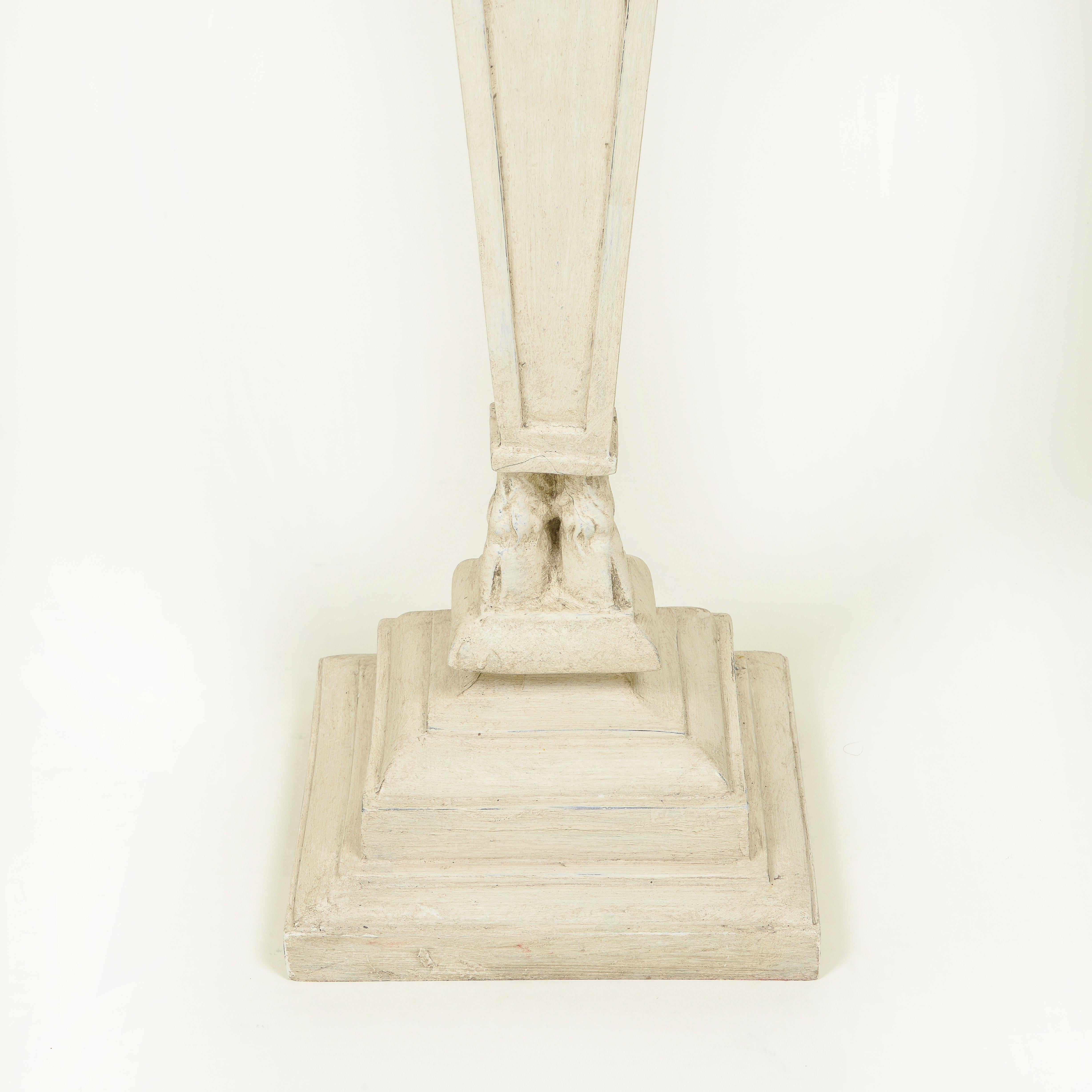 A Neoclassical White-Painted Carved Pedestal For Sale 3