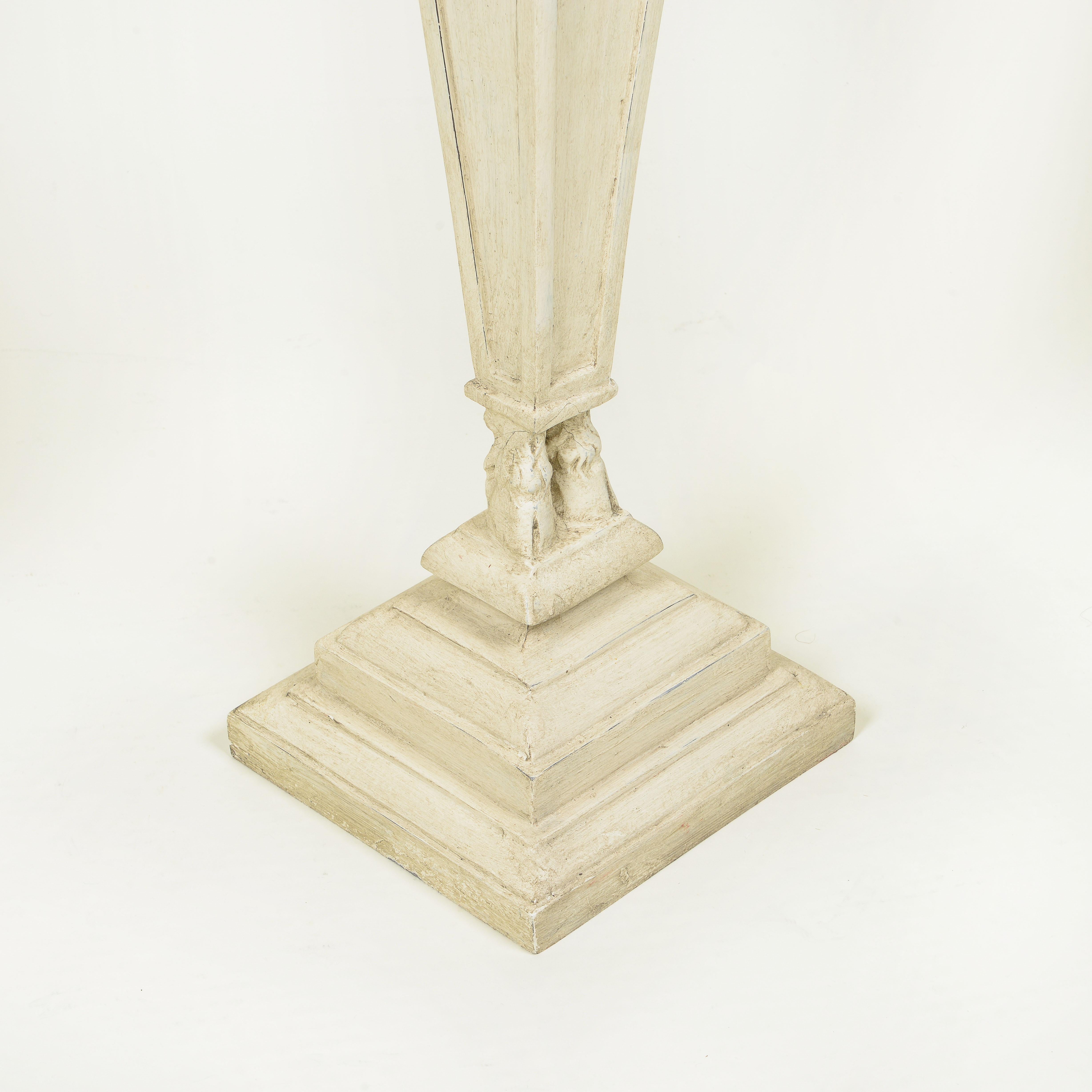 A Neoclassical White-Painted Carved Pedestal For Sale 4