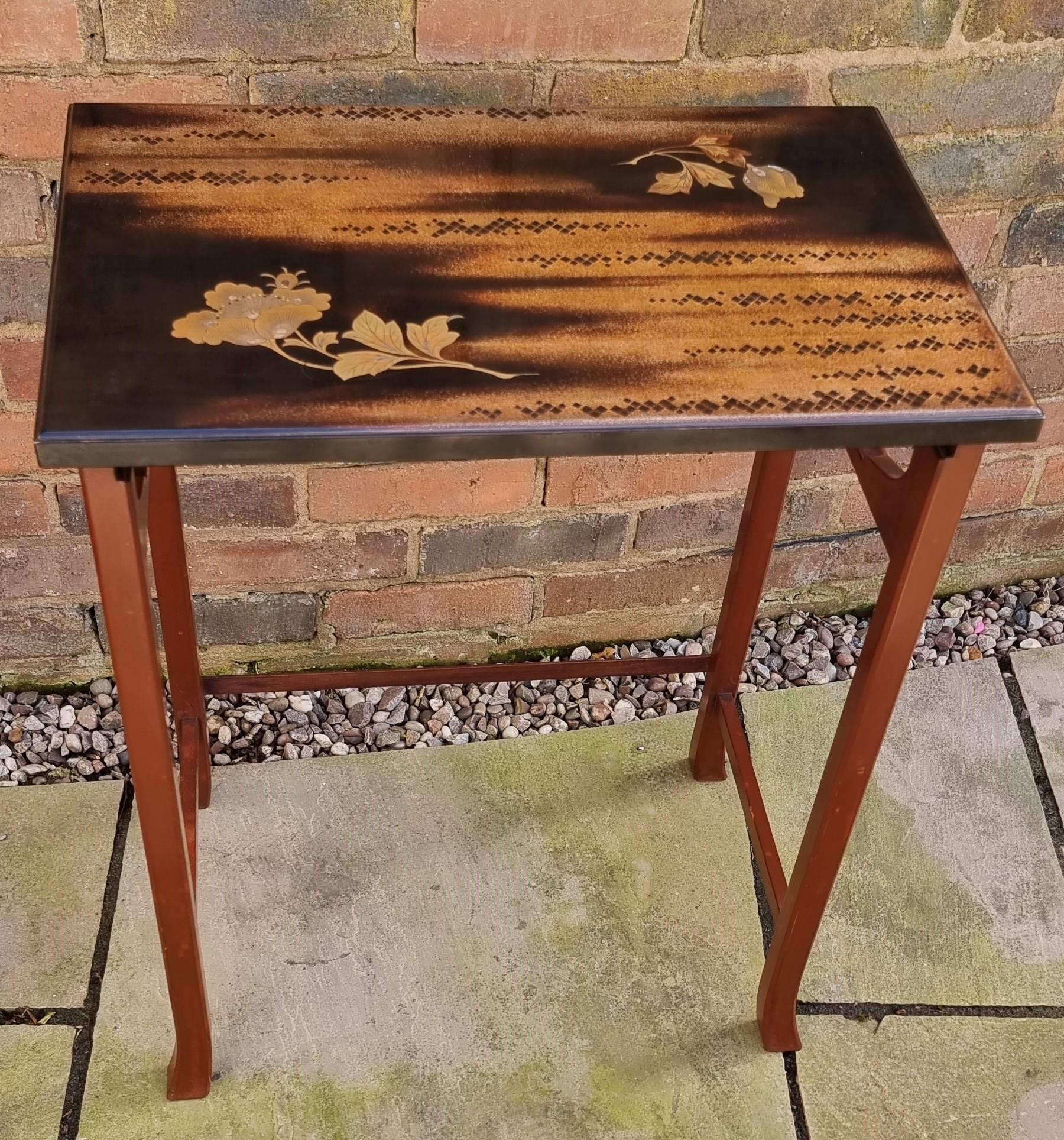 Other A nest of three Japanese hardwood and lacquer nest of tables circa 1910 For Sale