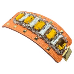 Bracelet en peau brune et pierres strass de Gedebé, jamais porté