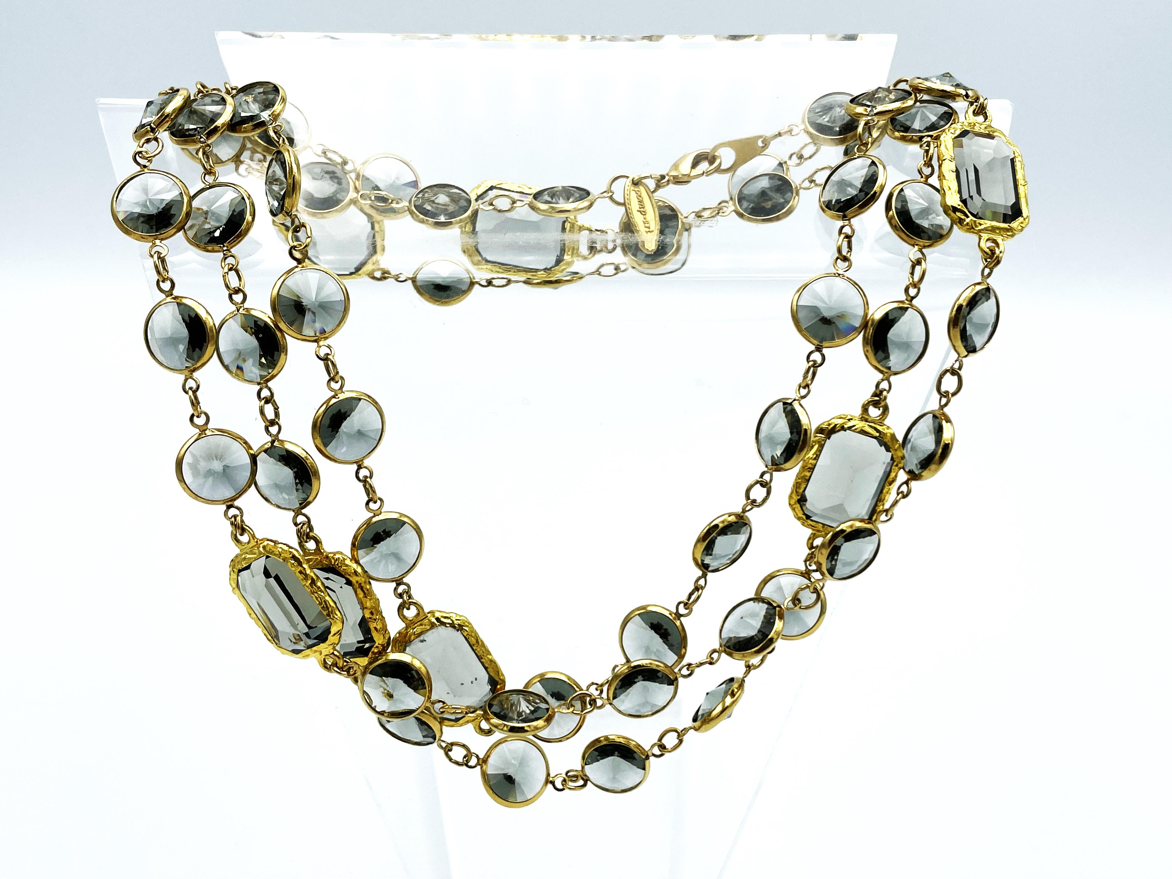 A new Chicklet necklace like the Chanel, Swarovski gray crystals, gold plated  In Excellent Condition In Stuttgart, DE