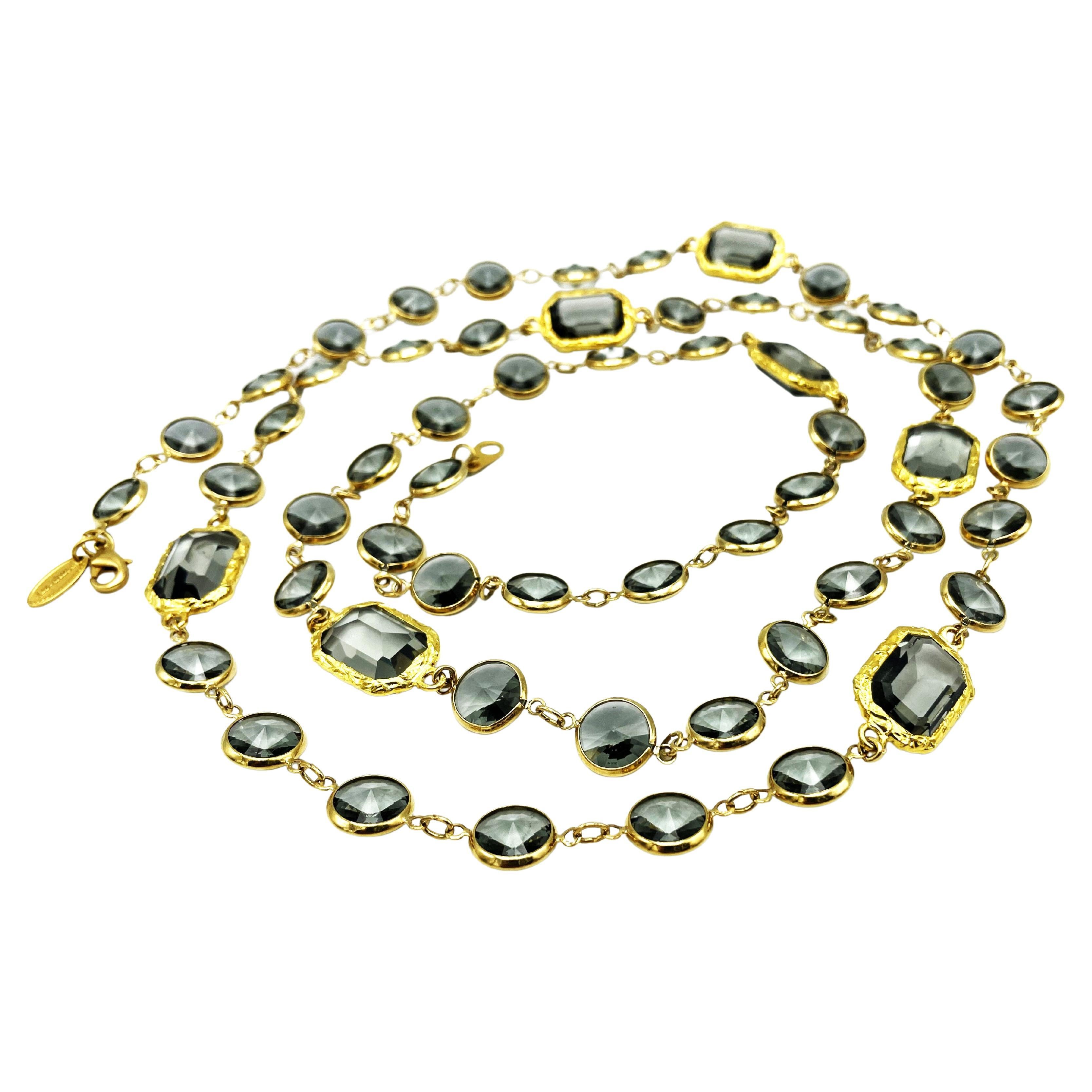 A new Chicklet necklace like the Chanel, Swarovski gray crystals, gold plated