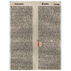 Antique "A New Covenant" Jeremiah 31-32, 1479 Large Latin Bible Leaf Medieval Incunabula
