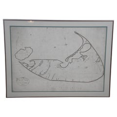 New Map of Nantucket Drawn in 1821 circa 1980s Vintage Framed Print