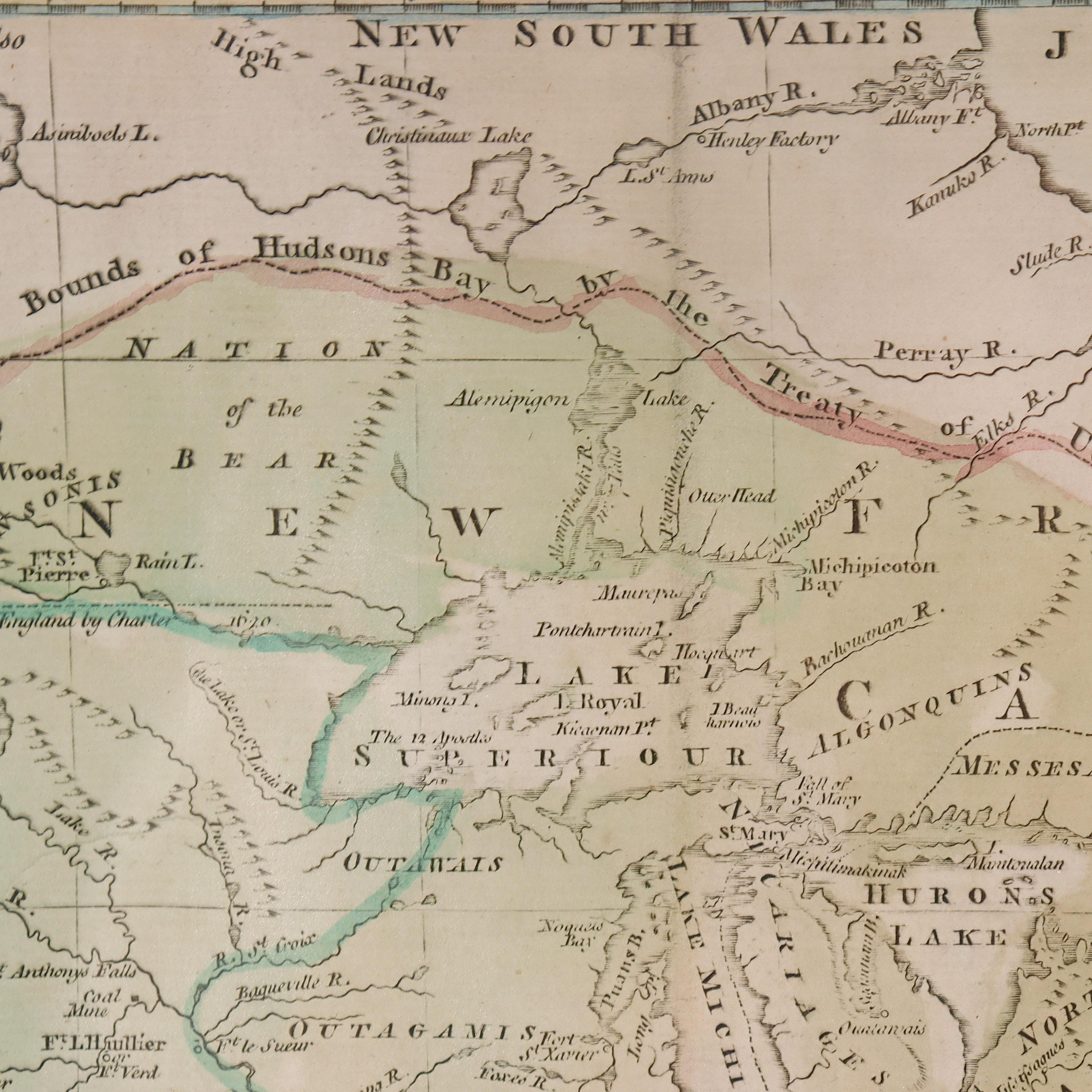 Papier Nouvelle carte d'Amérique du Nord issue des dernières découvertes, 1763 en vente