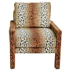 A New Milo Baughman-Style Parsons Chair in Designer Cheetah Velvet