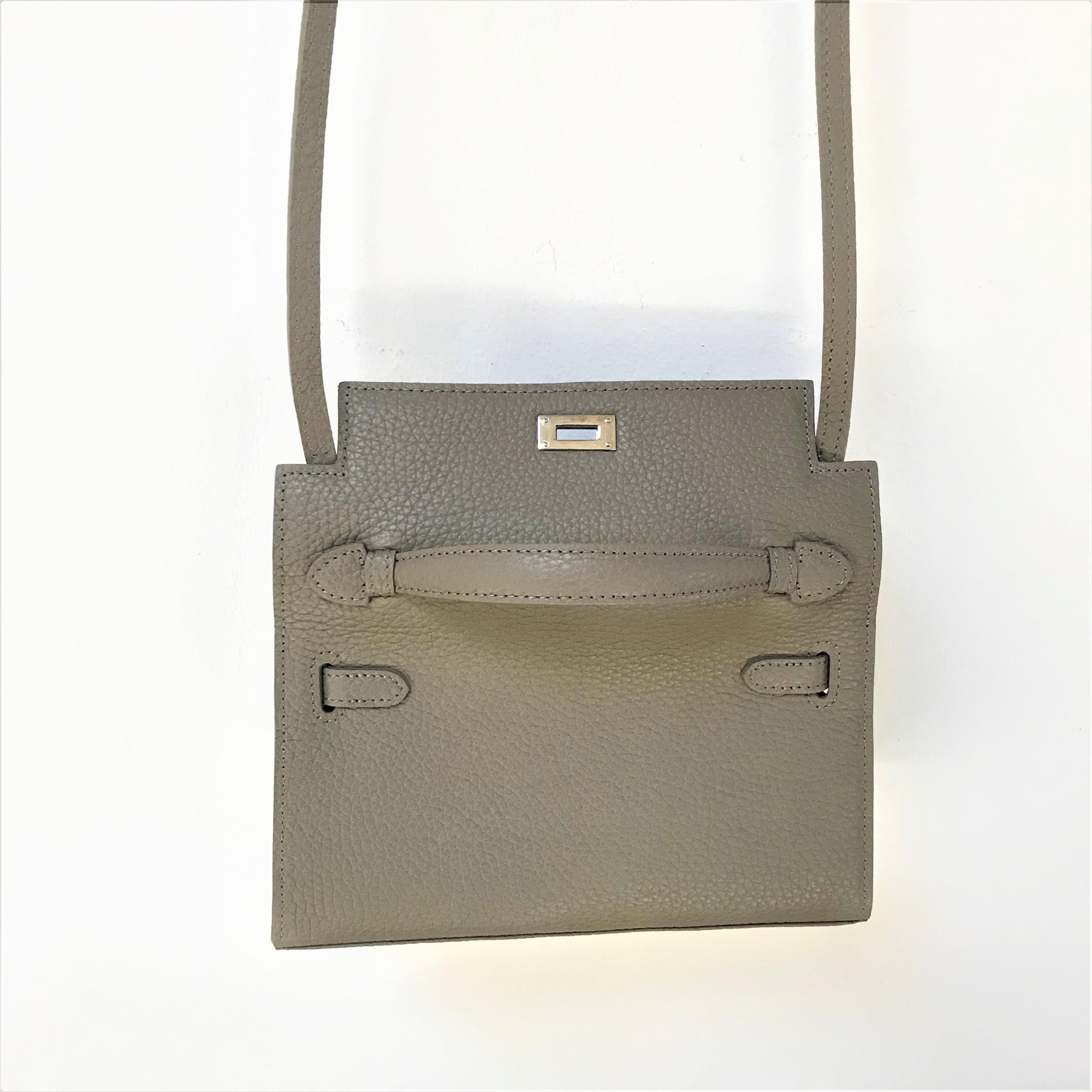 Gray A new Pochette bag taub leather chourcheval with detachable shoulder strap 