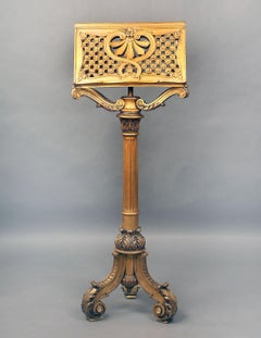 Nice and Rare Late 19th Century Hand Carved Giltwood Music Stand