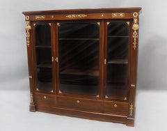 Bonita vitrina de estilo imperio montada en bronce dorado de finales del siglo XIX