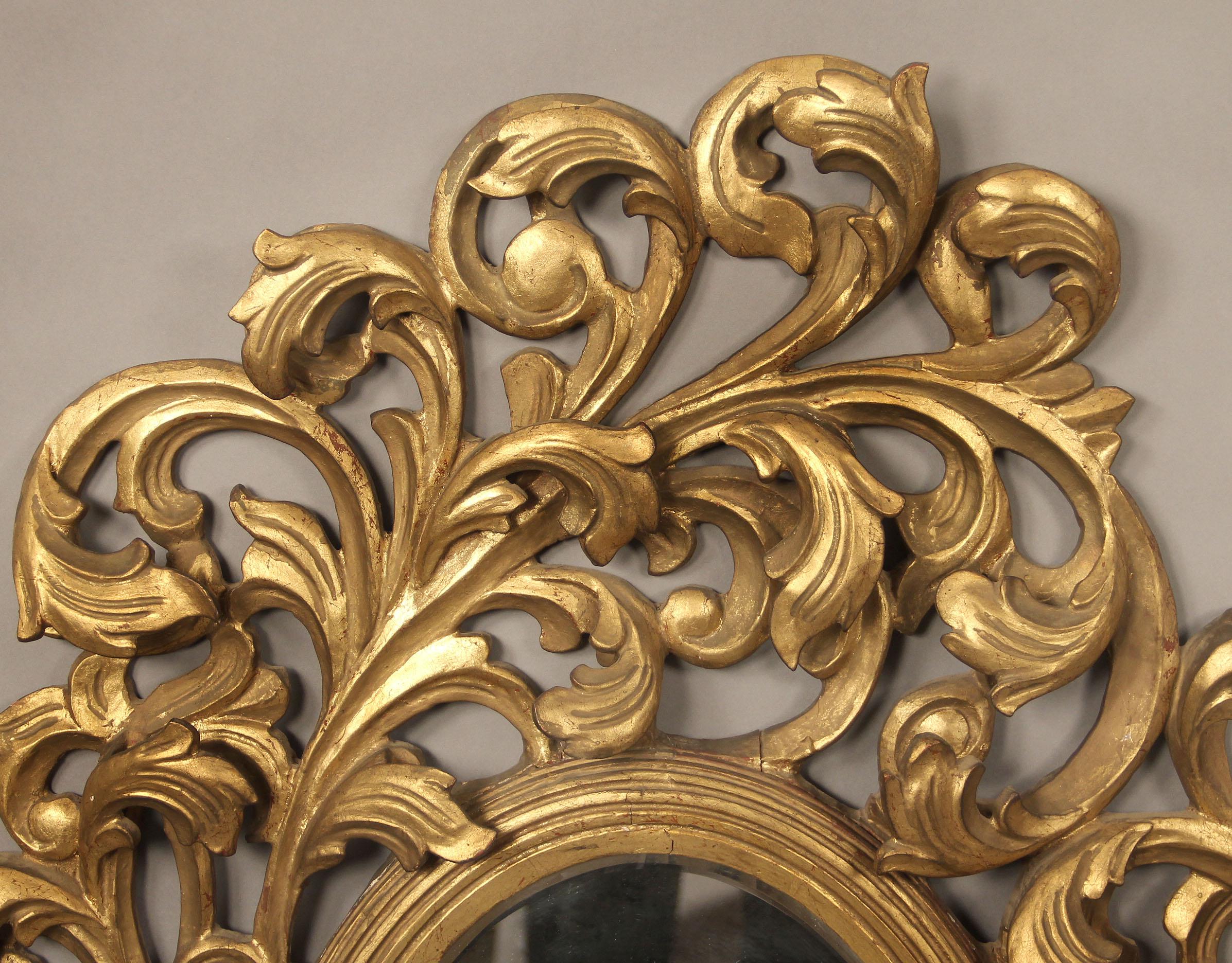 Rococo A Nice Late 19th Century Hand Carved Giltwood and Gesso Mirror For Sale