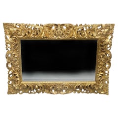 A Nice Late 19th Century Hand Carved Giltwood Rococo Style Mirror