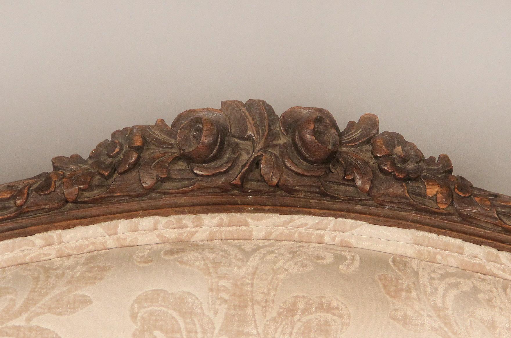 Belle Époque Nice Late 19th Century Louis XVI Style Carved Wood Bergère For Sale