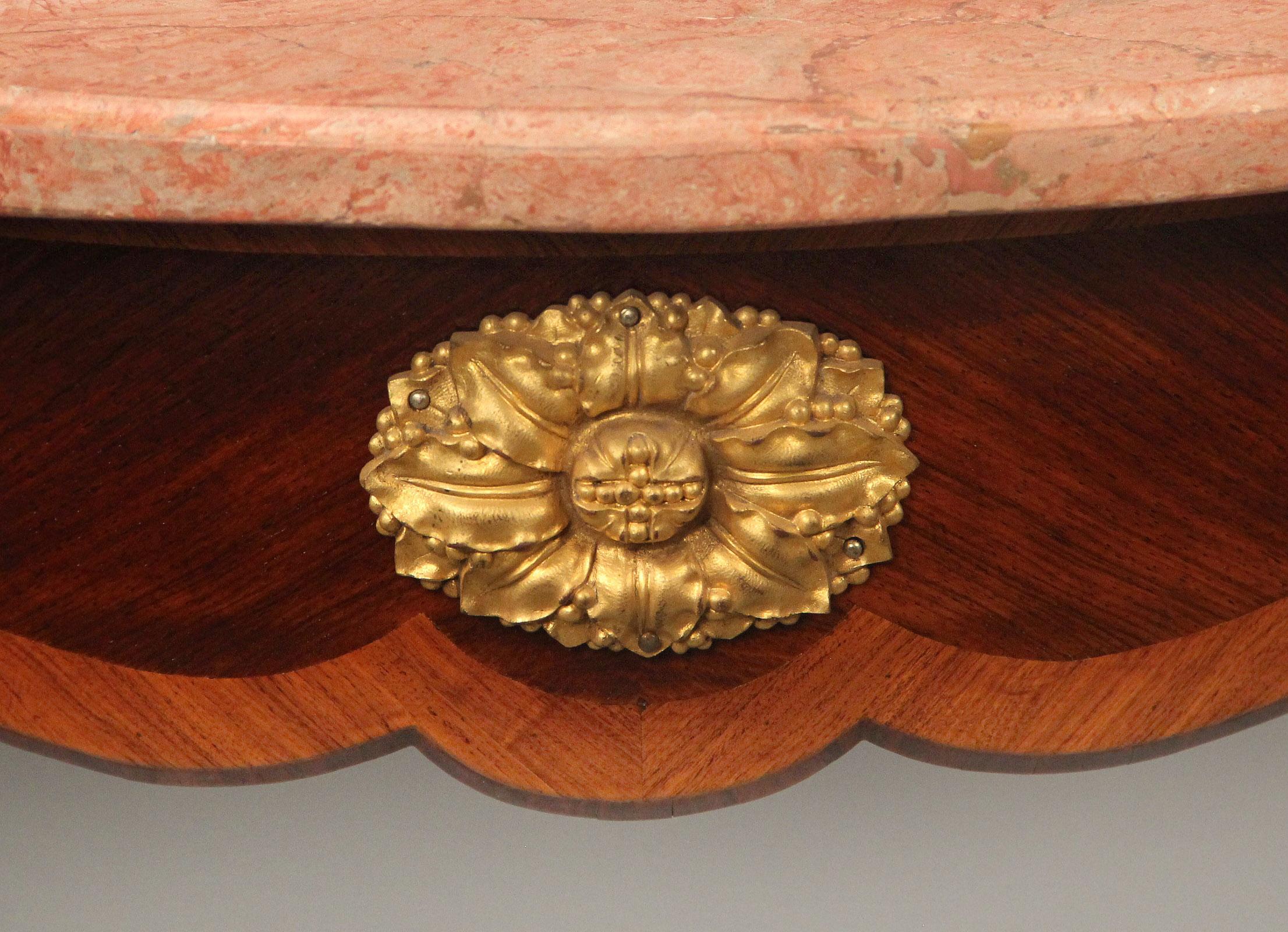 Belle Époque Nice Late 19th-Early 20th Century Gilt Bronze Mounted Center Table For Sale