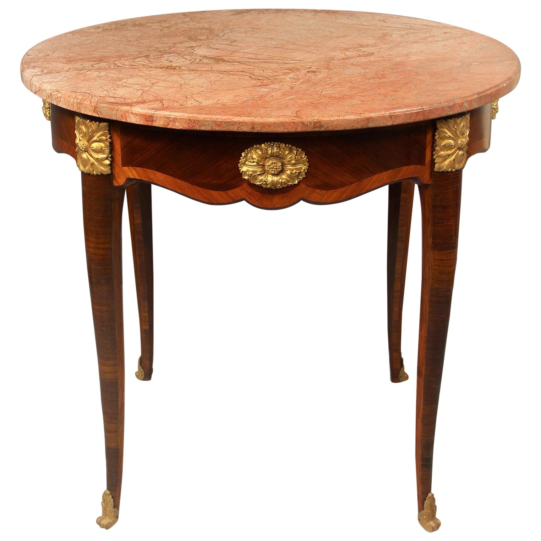 Nice Late 19th-Early 20th Century Gilt Bronze Mounted Center Table