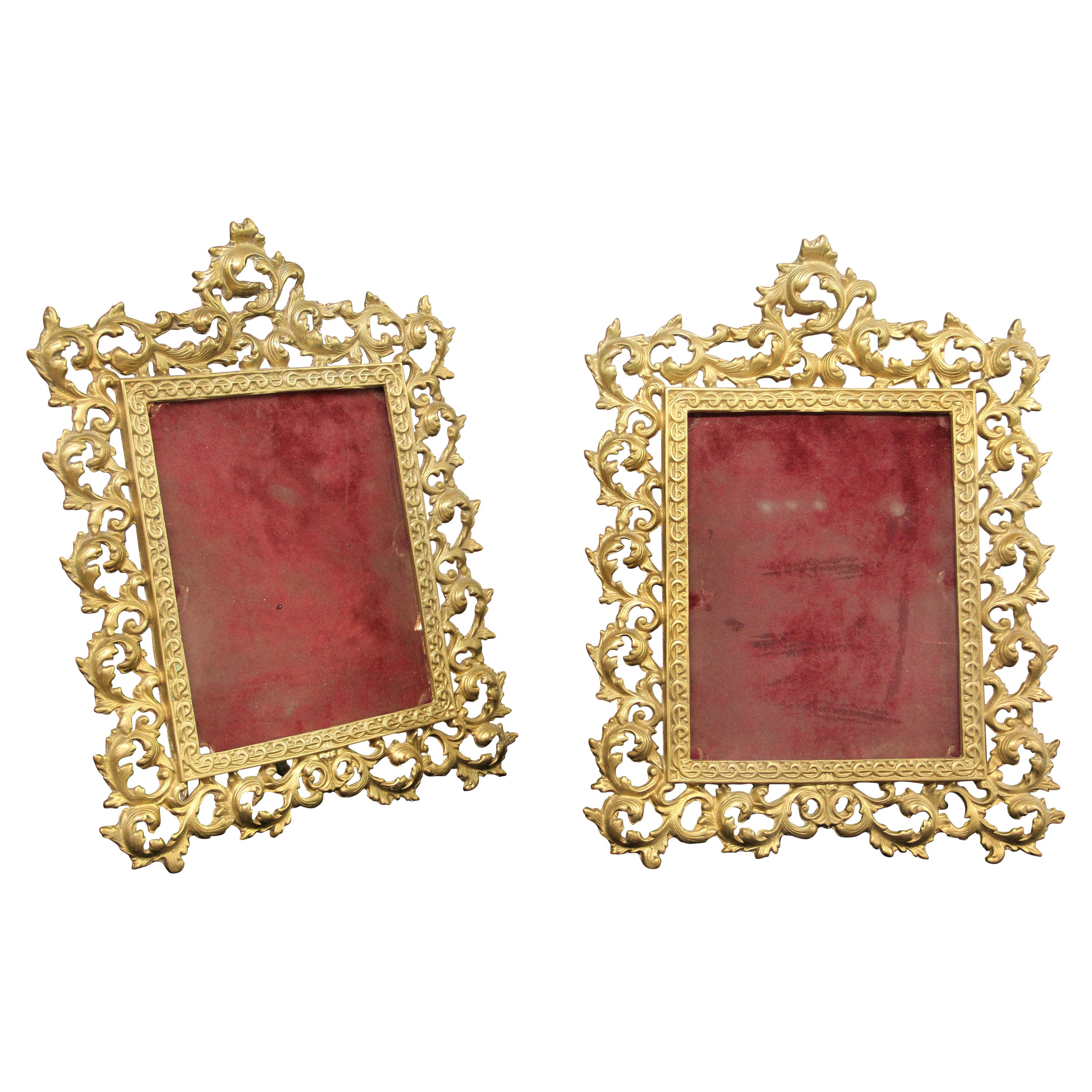 Nice Pair of Early 20th Century Gilt Bronze Picture Frames