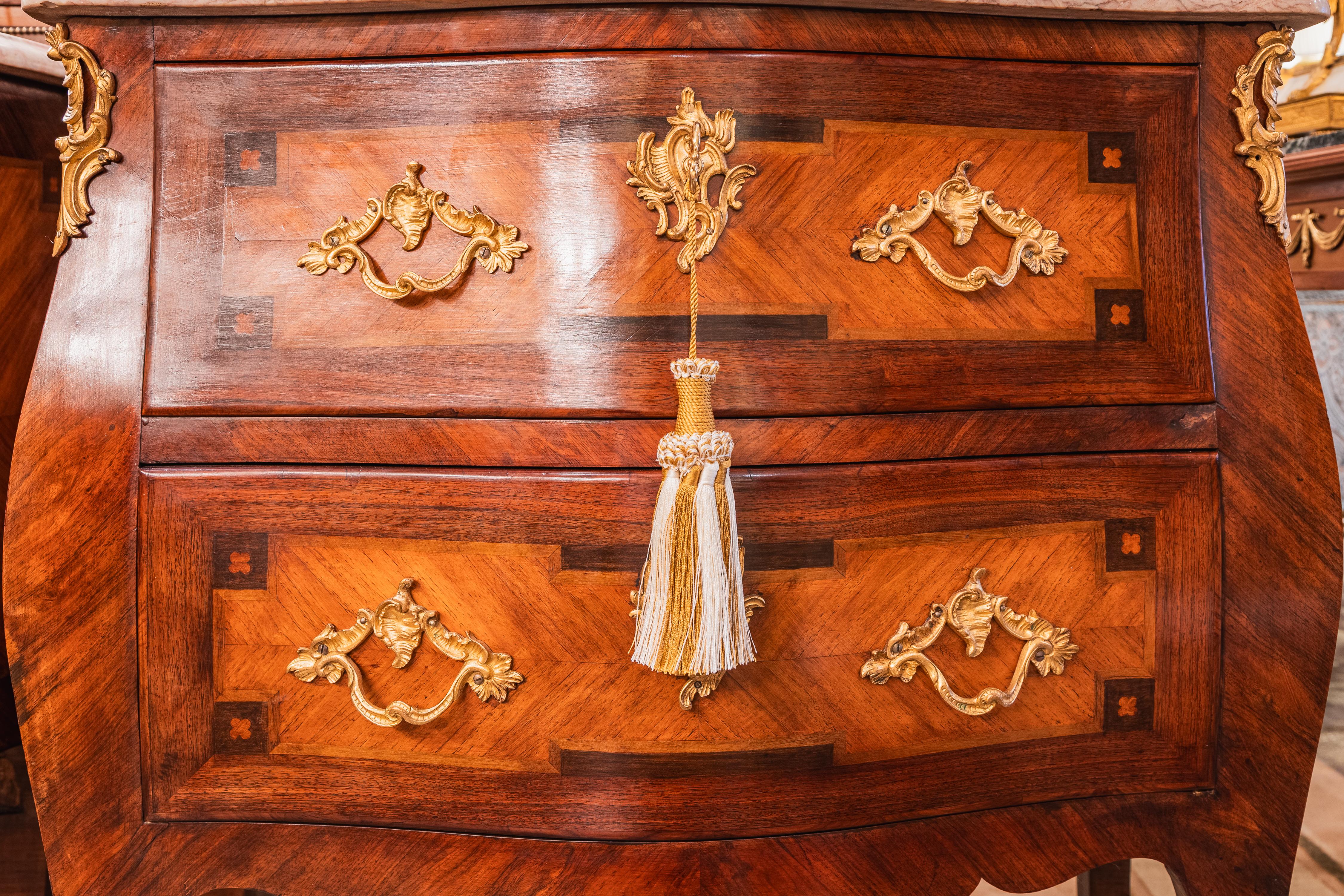 19th Century A nice pair of late 19th c French nightstand commodes with gilt bronze mounts For Sale