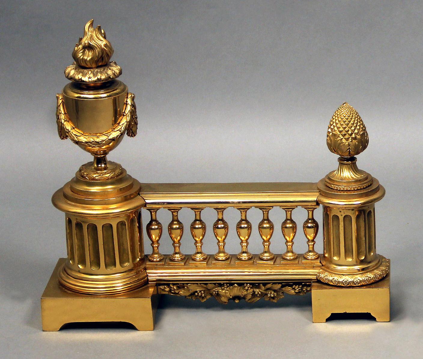 Belle Époque A Nice Pair of Late 19th Century Gilt Bronze Chenets For Sale