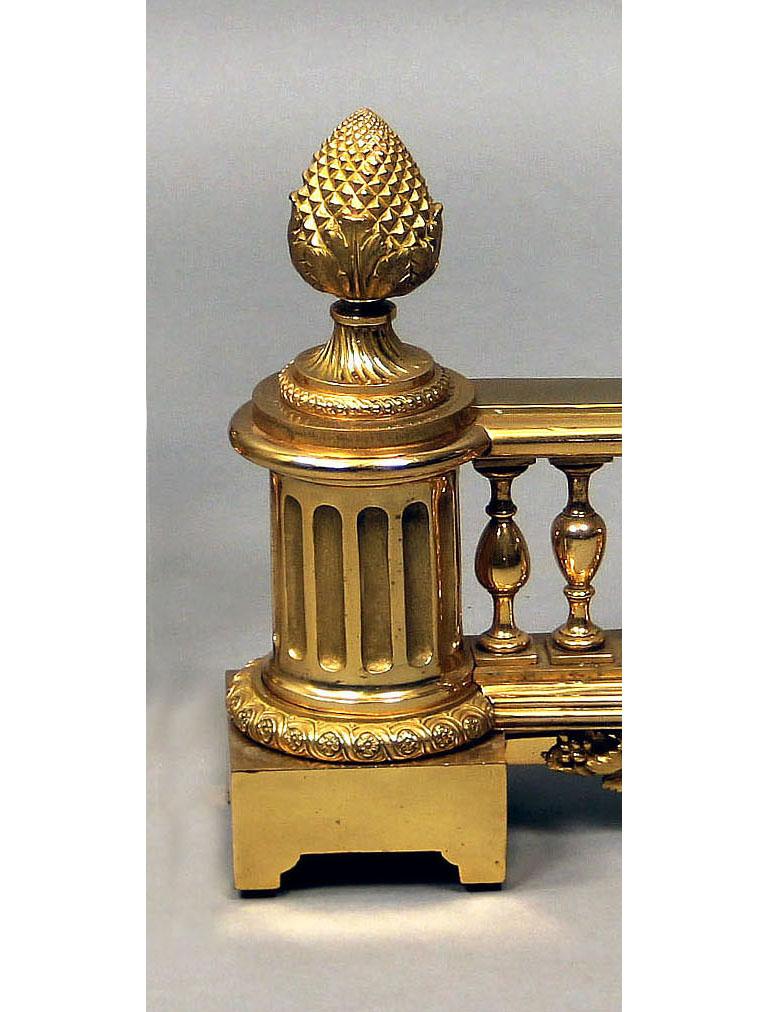 A Nice Pair of Late 19th Century Gilt Bronze Chenets For Sale 1