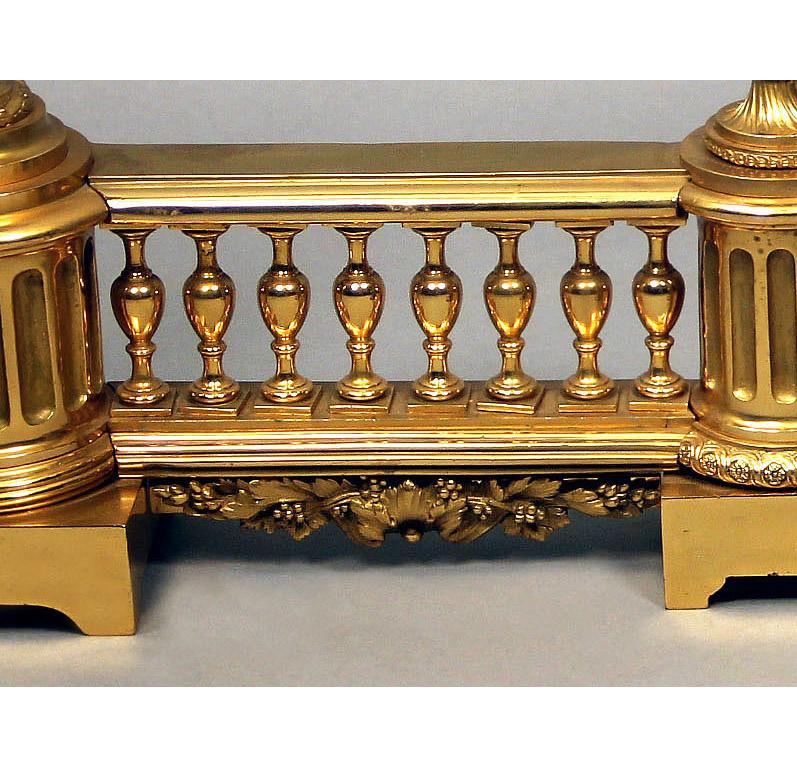 A Nice Pair of Late 19th Century Gilt Bronze Chenets For Sale 3