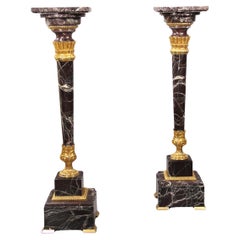 A Nice Pair of Late 19th Century Gilt Bronze Mounted Marble Pedestals