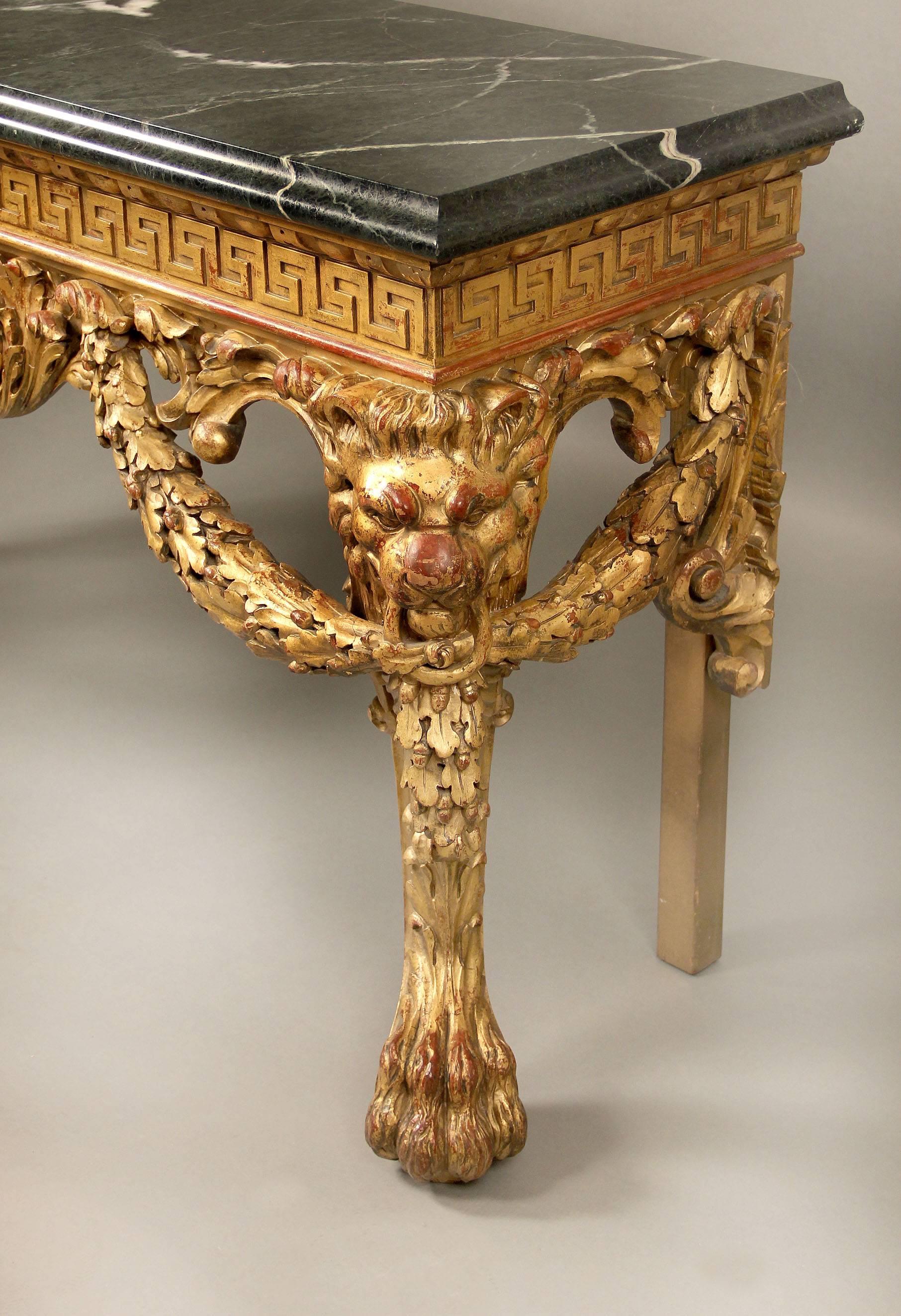 Belle Époque Nicely Carved Late 19th Century Giltwood English Console For Sale