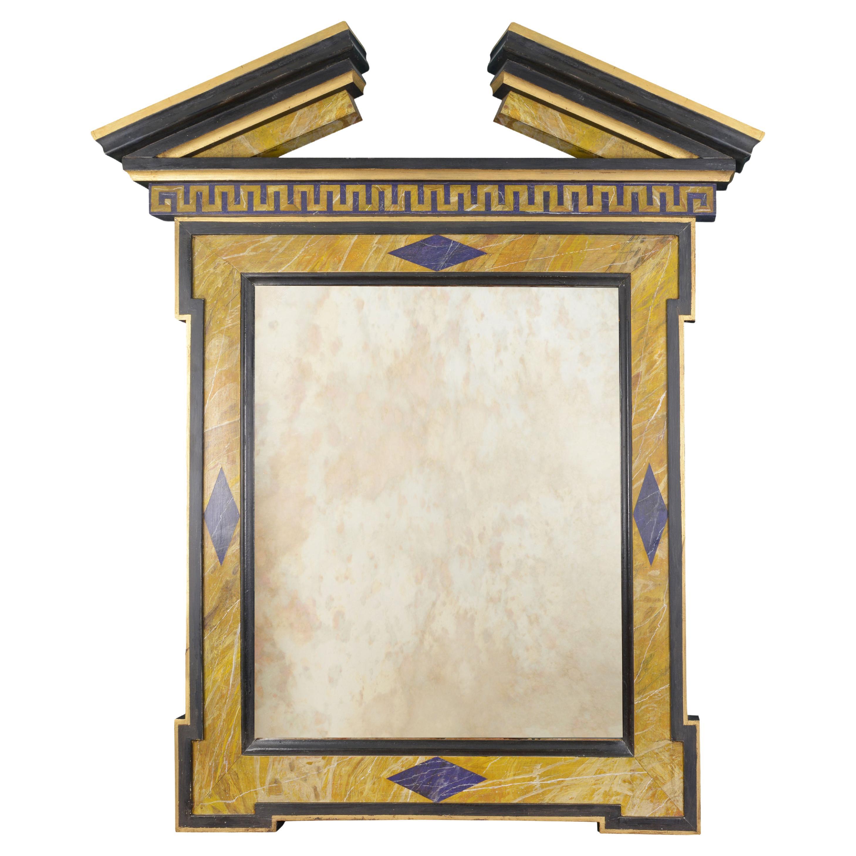 A Nick Olsen Palladian Style Faux Marble Mirror For Sale