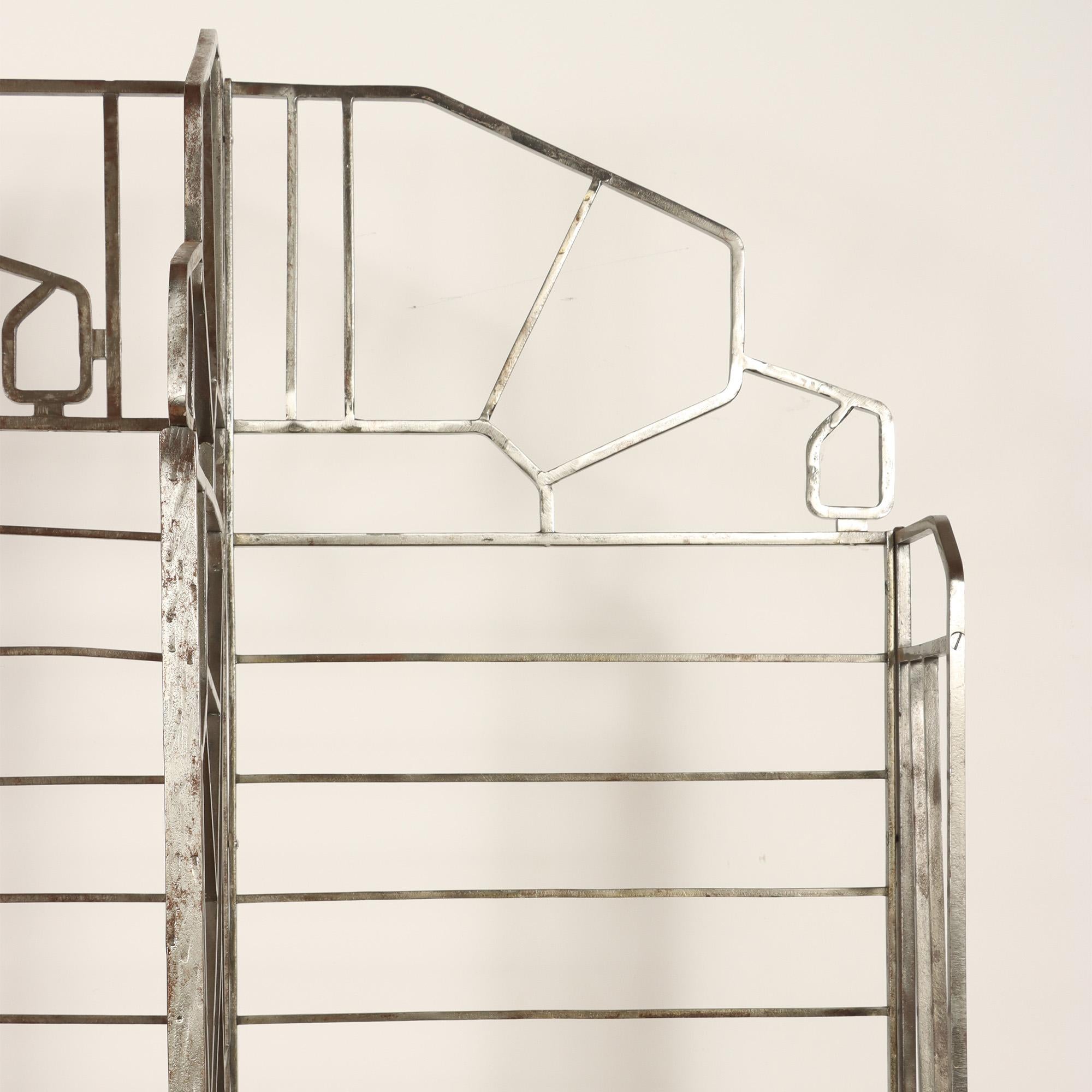 Mid-20th Century Nickel over Iron Art Deco Bakers Rack with Glass Shelves, French, C 1930 For Sale