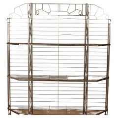 Nickel over Iron Art Deco Bakers Rack with Glass Shelves, French, C 1930